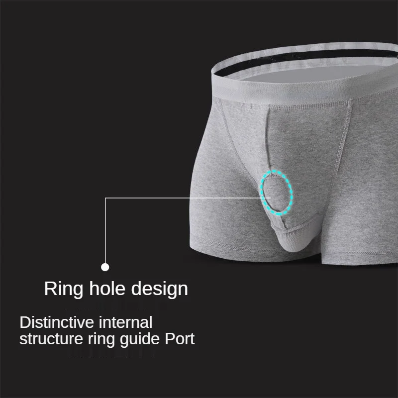 Men's Underwear Pure Cotton Boxer Shorts Bullet Separation Varicocele Scrotum Pocket Four Corners Testicle-raising Sexy Trousers