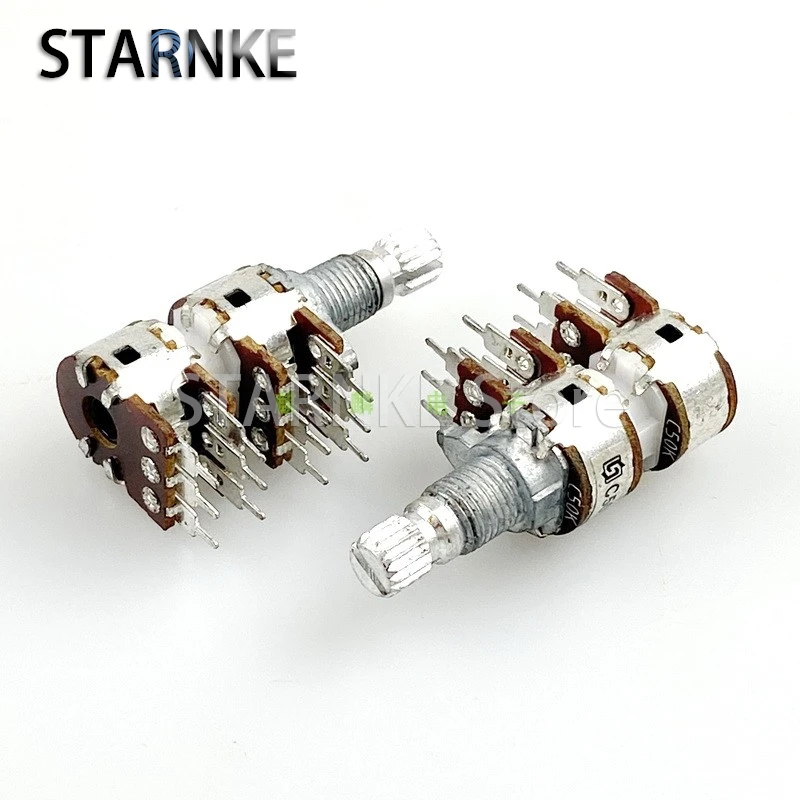2PCS 12 Type 4 Link C50K C503 Power Amplifier Audio 4 Channel Volume Adjustment Potentiometer 12-Pin Flower Shaft 15mm