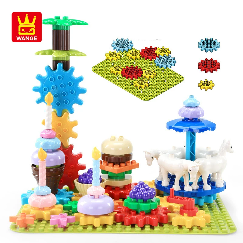 

WANGE DUBIE Intellectual Assembly Gear Toys Large Particle Building Blocks Kit for Baby My Carousel Party 3-5 Year Old Kids