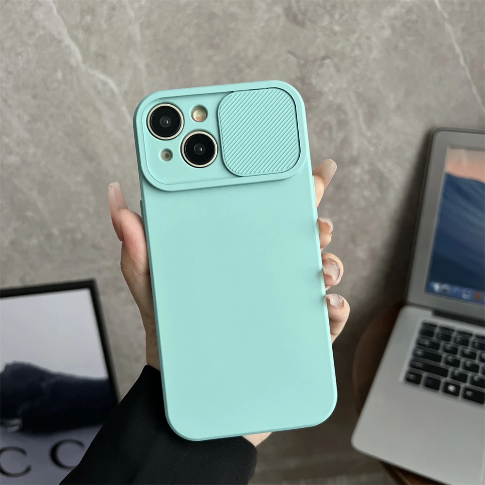 Solid Color Slide Camera Protection Shockproof Cover with Flip Lens Protection