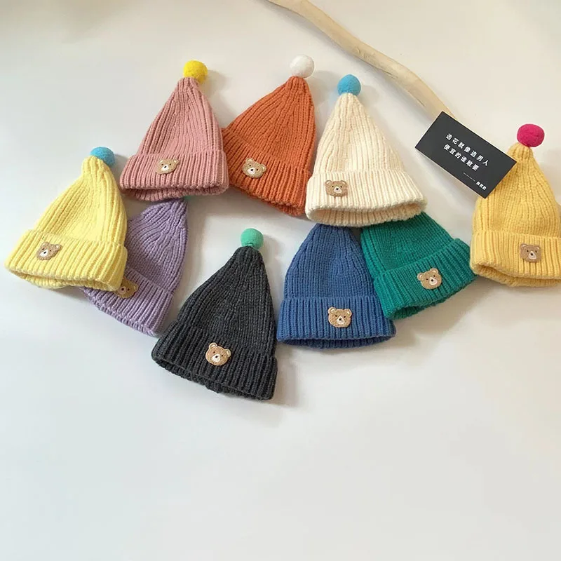 Winter Baby Knitted Hat Infant Bear Head Woolen Cap