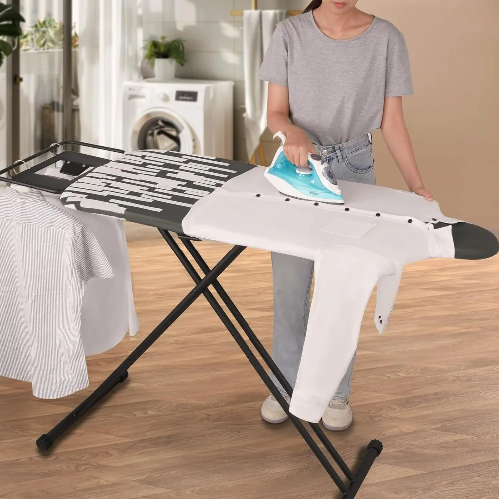 Spacious Ironing Board with Extended Hang Rail and Iron Holder, 63 Length x 20 Width