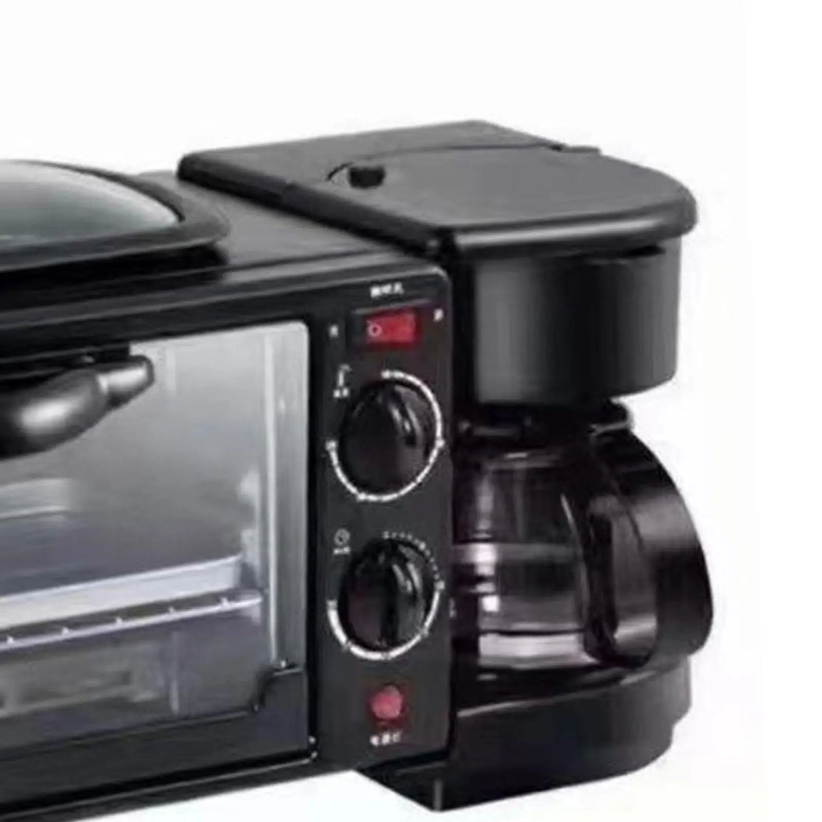 3 in 1 Breakfast Maker Toasters Oven with Timer Portable Toaster Oven Oven Breakfast Maker with Coffee Machine for Sausages Egg