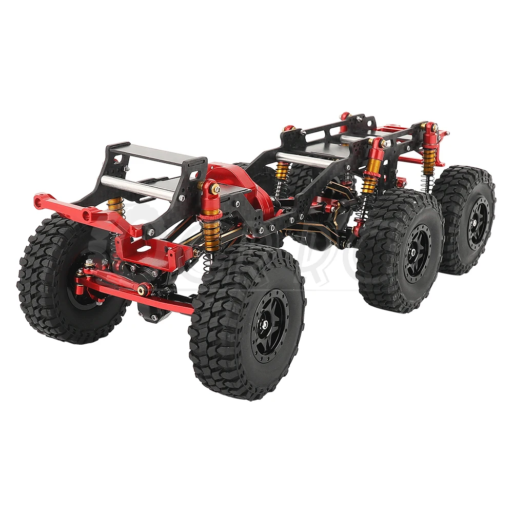 

Carbon Fiber Chassis Trail Girder Side Car Frame with Metal Alloy Axles Gearbox Wheel Rims for 1/24 Axial SCX24 6×6 Upgrade Part