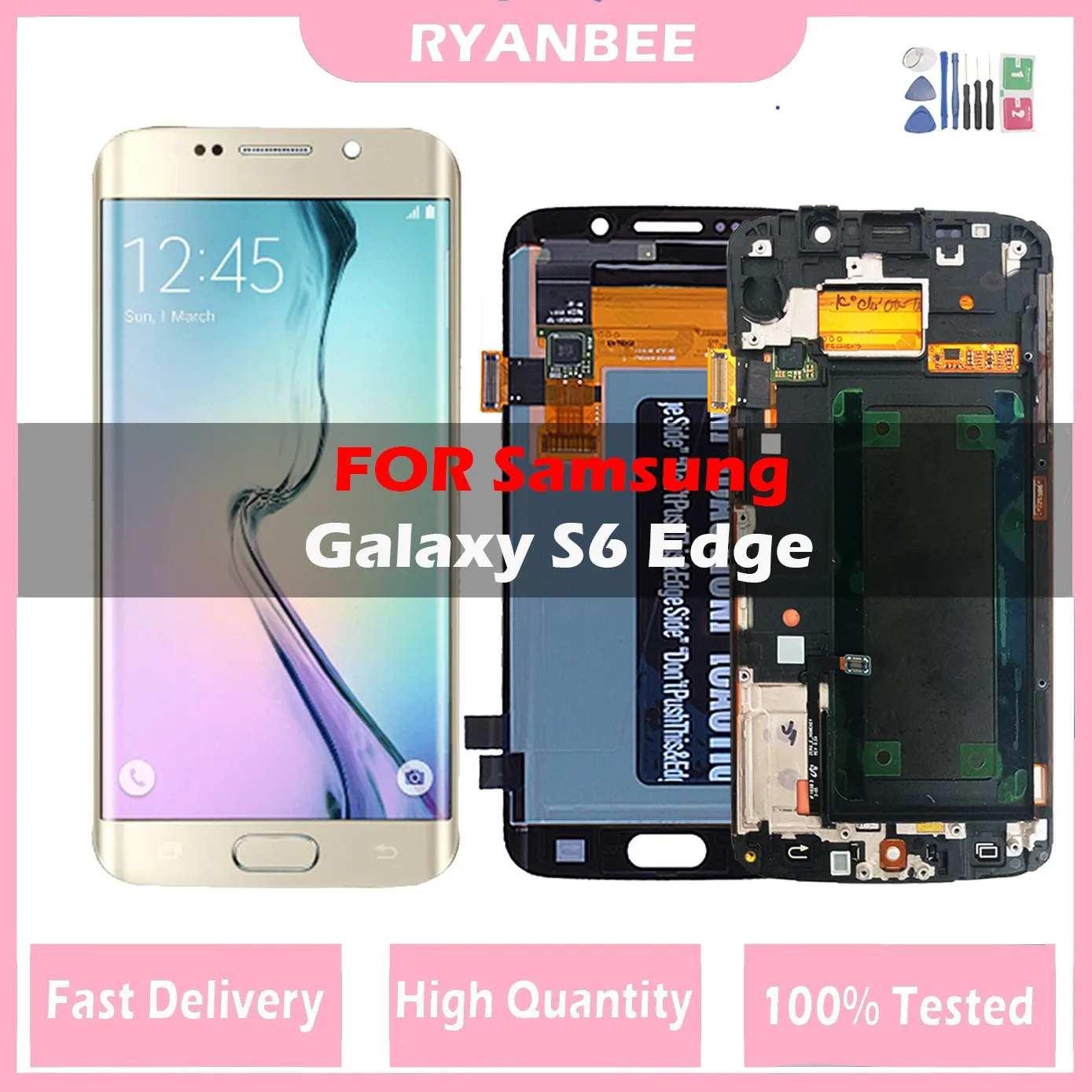 100% Tested Lcd 5.1'' Display With Frame For Samsung Galaxy S6 Edge G925 G925F Lcd Touch Screen Digitizer +Tools