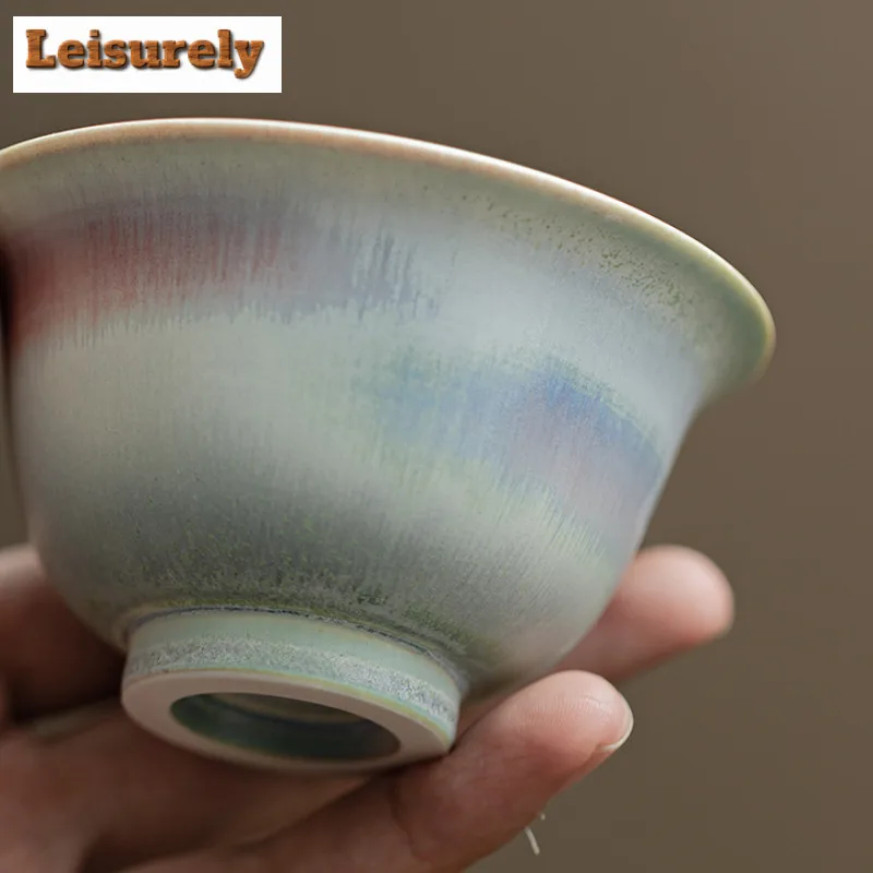 150ML Aurora Kiln Change Gaiwan Boutique Red Blue Glaze Sancai Tea Tureen Tea Maker Cover Bowl Chinese Tea Set Collection Craft