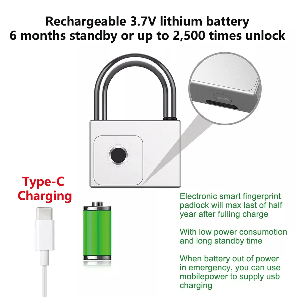 RAYKUBE Tuya Smart Padlock Fingerprint Waterproof USB Charging Quick Identification Unlock Sensor High Quality P70/P55/PQ1