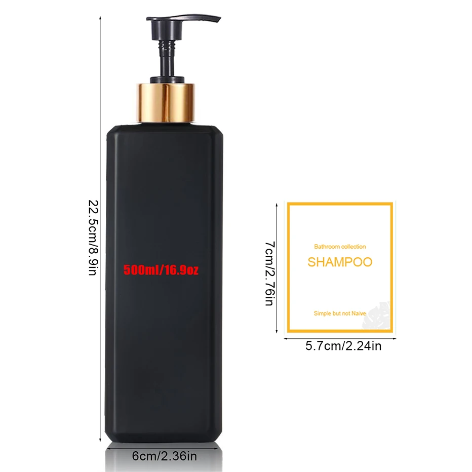 Refillable Plastic Bottles for Shampoo Conditioner Body Wash 500ML/16.9oz