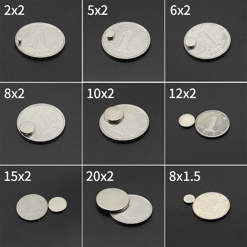 Round Magnets 2x2 4x2 5x2 6x2 8x2 10x2 12x2 15x2 20x2mm Neodymium N35 Permanent NdFeB Magnetic Disc