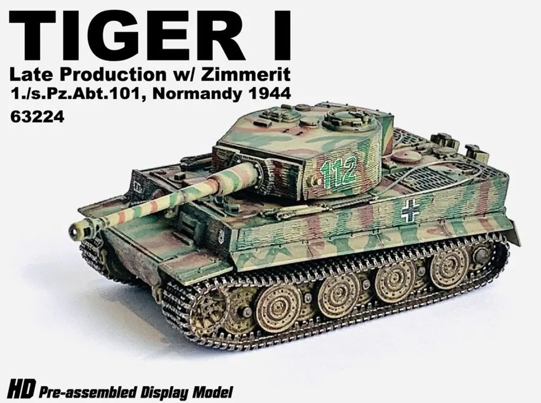 NEW 1/72 Scale 1944 Tiger Late Production w/Zimmerit 1./s.Pz.Abt.101 Normandy 1944 Tank Armored Vehicle Model 63224 Toy