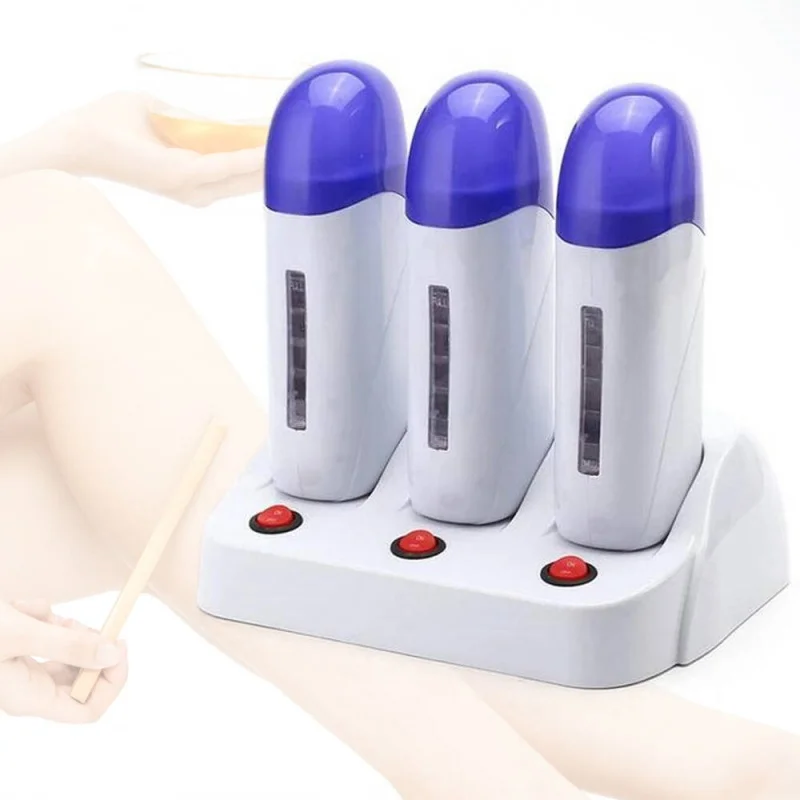 3 in 1 Depilatory Wax Heater Roll On Wax Warmer Body Painless Hair Removal Wax-melt Roller Warmer Waxing Epilator Machine