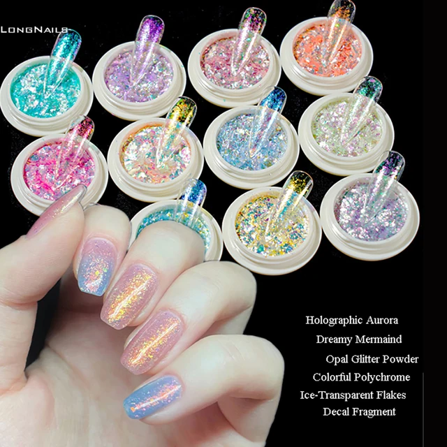 50g Iridescent Mixed Hexagon Laser Nail Glitter Sequins Chunky