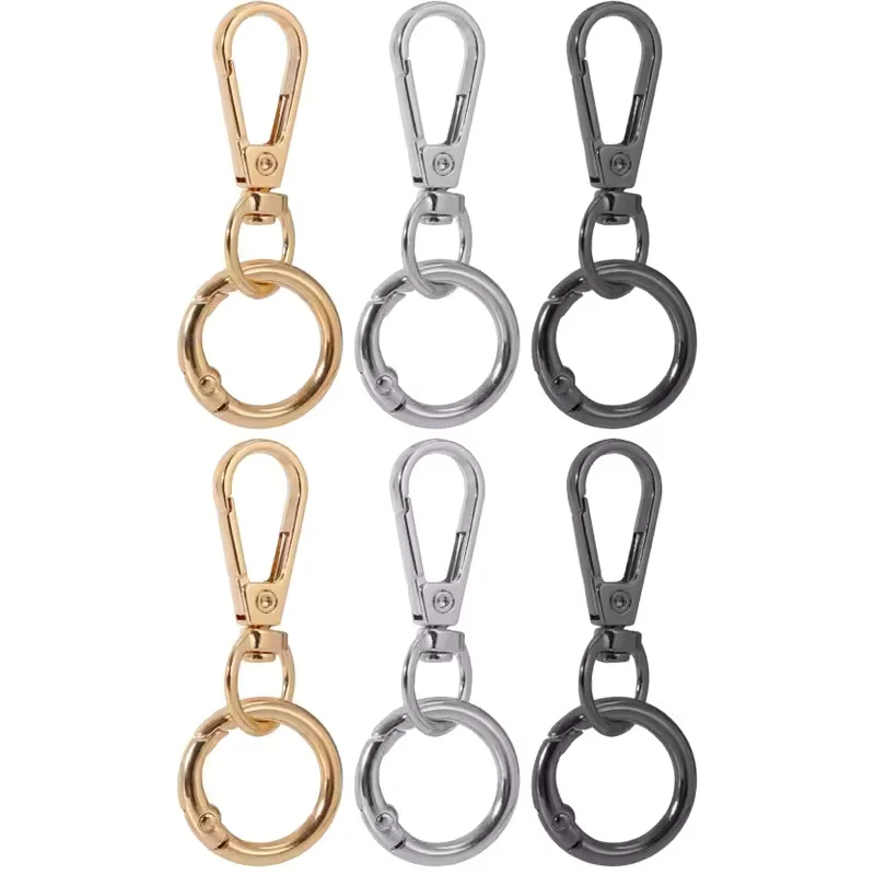 2 pcs Metal Swivel Clasp Clip Double Opening Key Chain Clip With Key Ring For DIY Crafts Lanyard Making