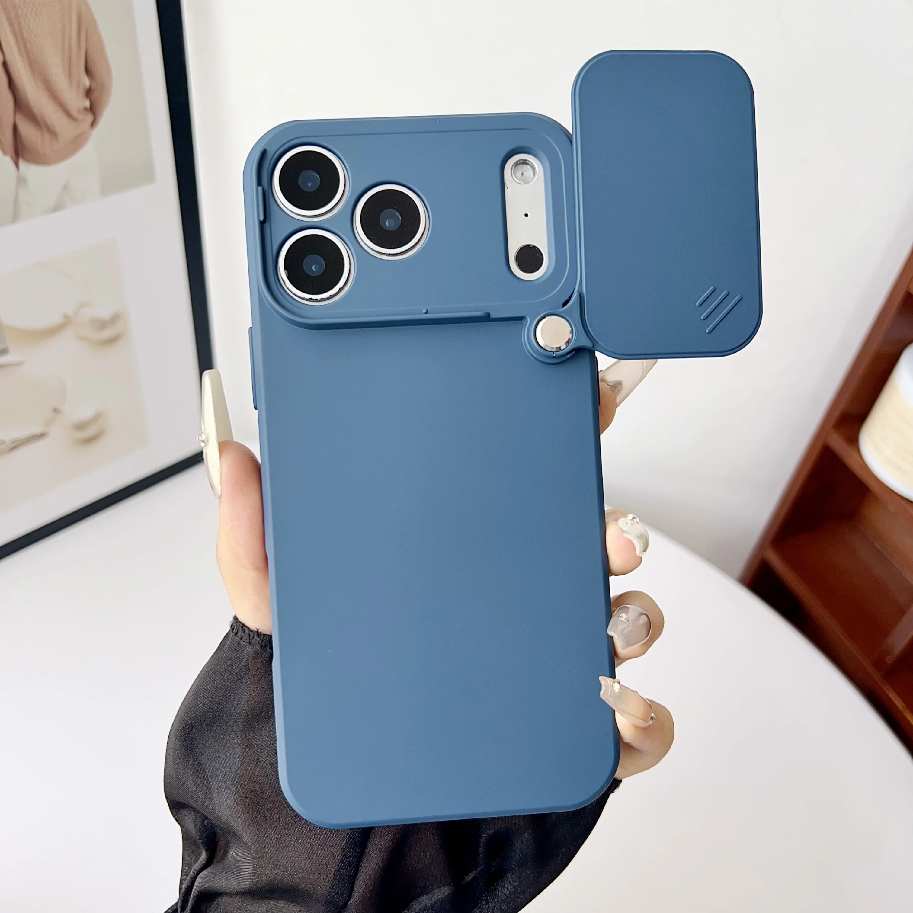 Soft Silicone Shockproof Case with Slide Camera Lens Protection and Matte Skin Feel