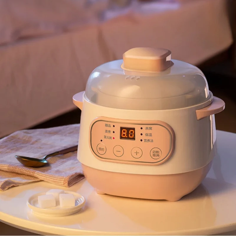 BS206 Automatic Electric Porridge Pot for Newborns, Ceramic Stewing Pot, Baby Food Cooking, Safe and Healthy Baby Products,