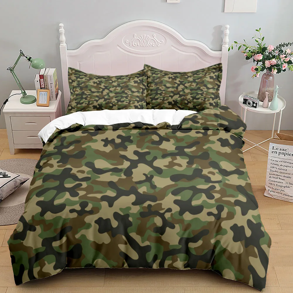 Camouflage Soldier Campus Duvet Cover Set EU Single Double King US Twin Full Queen Cal Children Bed Linen Set 3