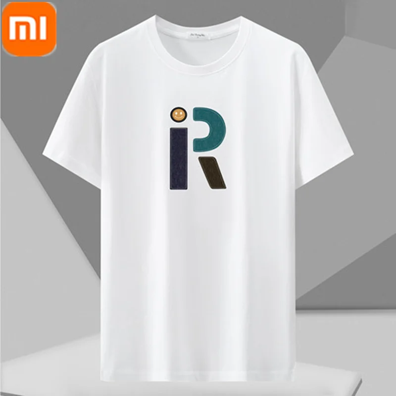 

New Xiaomi MIJIA Cotton Casual T-shirt Men Summer Skin-friendly Comfortable Sweat-absorbing Korean Letters Printed Short-sleeved