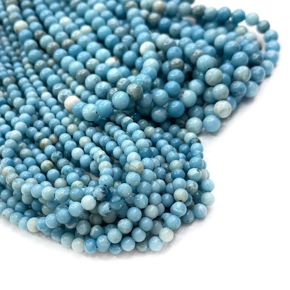 Perline Rotonde Naturali Di Larimar, Perline Rotonde Lisce E Semplici, Perline Sciolte Per La Creazione Di Gioielli, Perline Forate Per La Creazione Di Collane, Fornitore - Italia - Foto 4