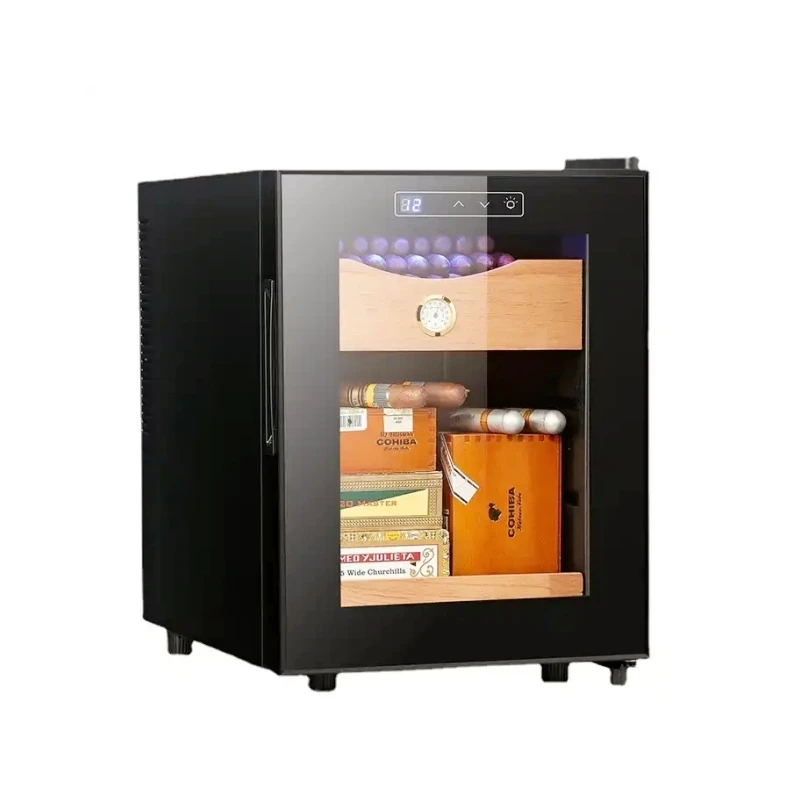 Vanace High Quality 23L Cigar Cabinet Humidor Adjustable Thermostat Mini Cigar Fridge With Spain Cedar Wood Drawer