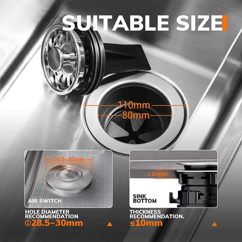 Continuous Feed Garbage Disposal with Sound Reduction,1/2 HP Food Waste