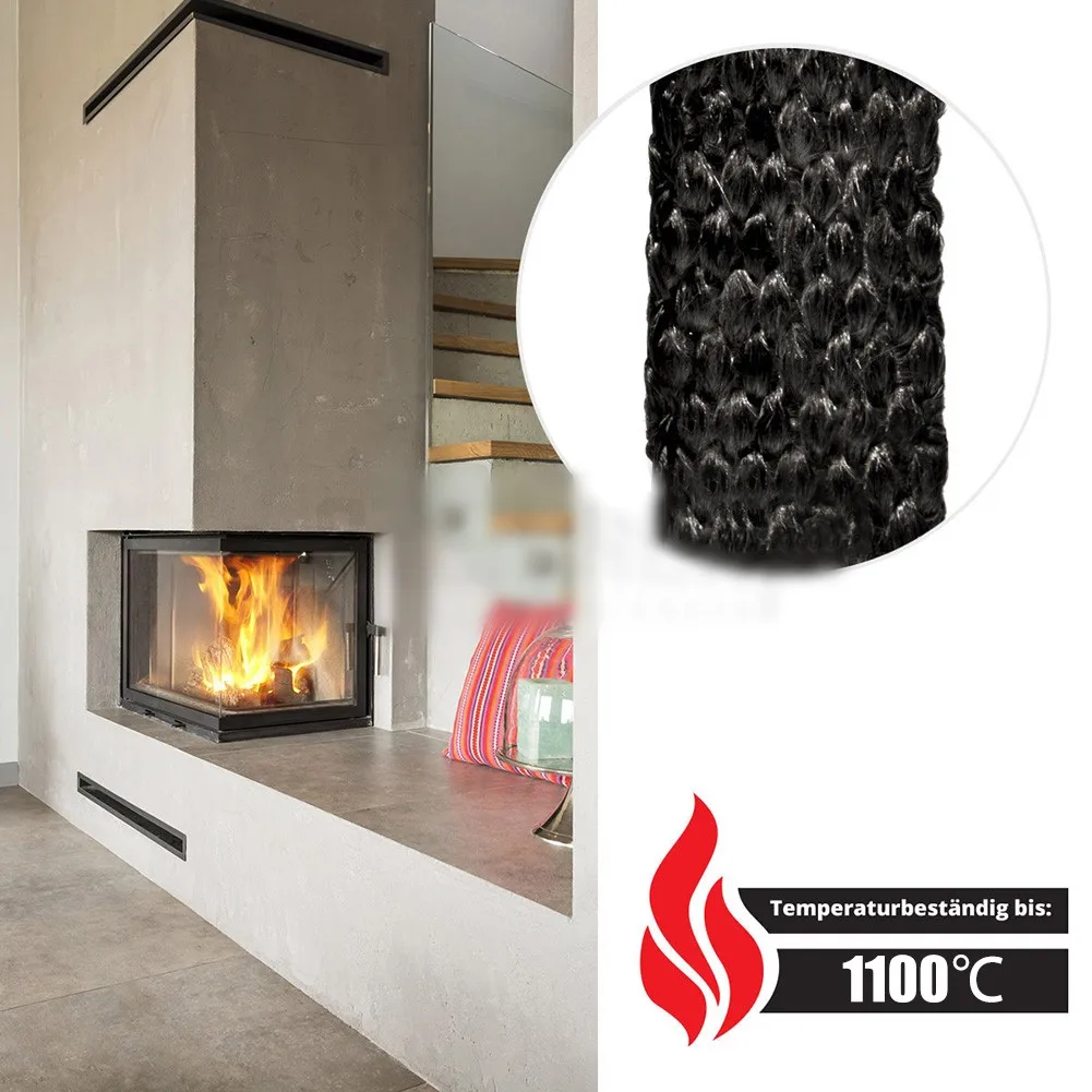 Wood Burning Stove Seal Fiberglass Fireplace Door Sealing Cord 10/15mm Width 2m Length