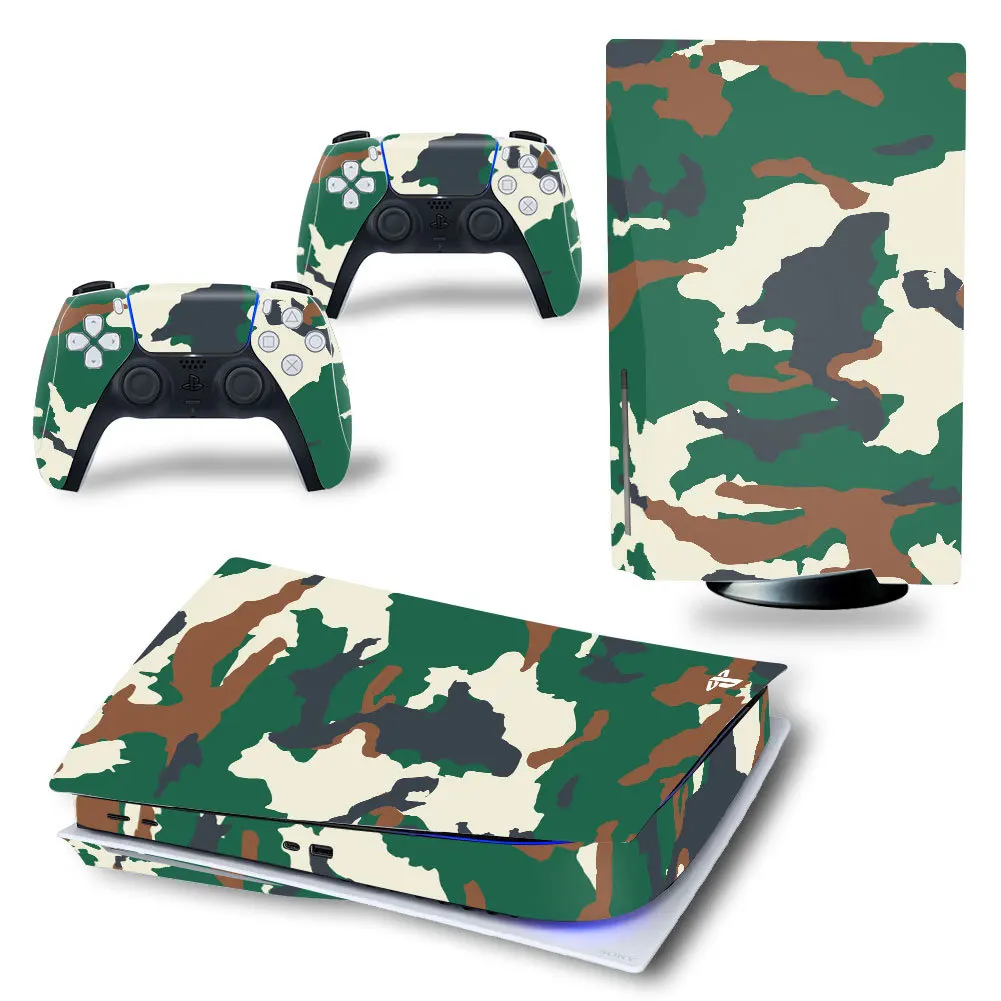 For Ps5 Disc Edition Camouflage Pvc Skin Sticker Decal Cover Console + Controllers Dustproof Protective Sticker
