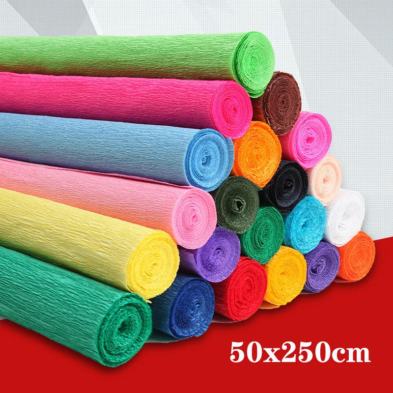 50x250cm Colored Crepe Paper Roll Origami Crinkled Crepe Paper