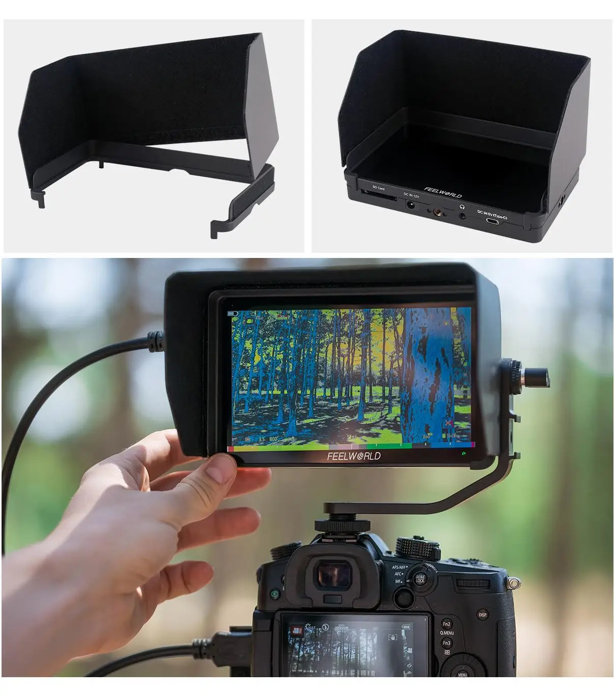 Portable monitor DSLR field monitor Feelworld F6 Plus V2 6 inch 3D LUT touch screen IPS FHD 1920x1080 support 4K tilt arm