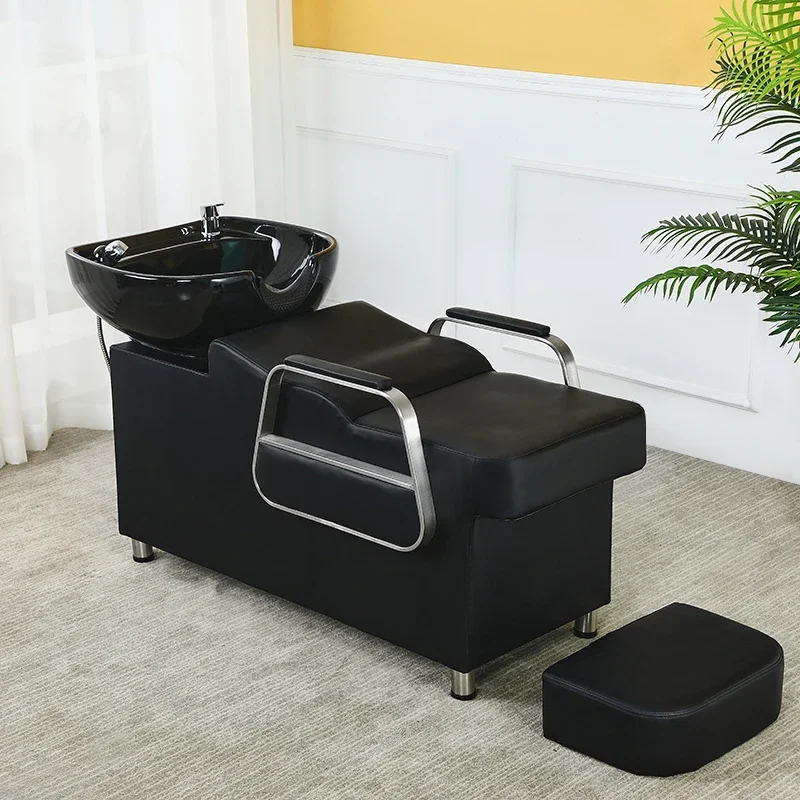 

Sales Network Red Half Lying Barber Shop Fashion Shampoo Bed Simple and Upscale Hair salon Hair Shop Ceramic Flushing Bed