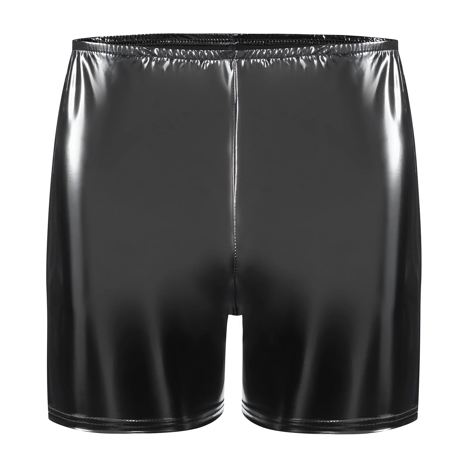 Mens Faux Leather Sexy Penis Underpants Zipper Beside Male PU Leather Sexy Bottom Boxer Shiny Latex Underwear Casual Pants Sexi