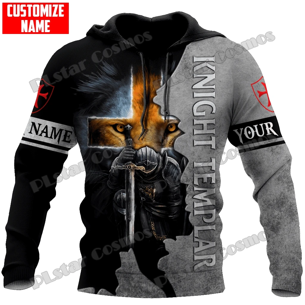 

Knight Templar Lion Inside Custom name 3D Printed Men's Hoodie & Sweatshirt Unisex Casual pullover Autumn zip-up Jacket QDY22
