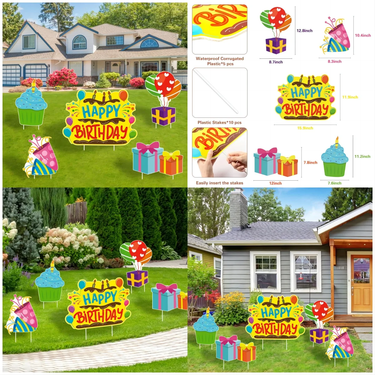 Birthday Yard Sign With Stakes Waterproof Lawn Sign Video Game/Boy Girl Theme Insert Card For Garden Outdoor Patio Party Decor
