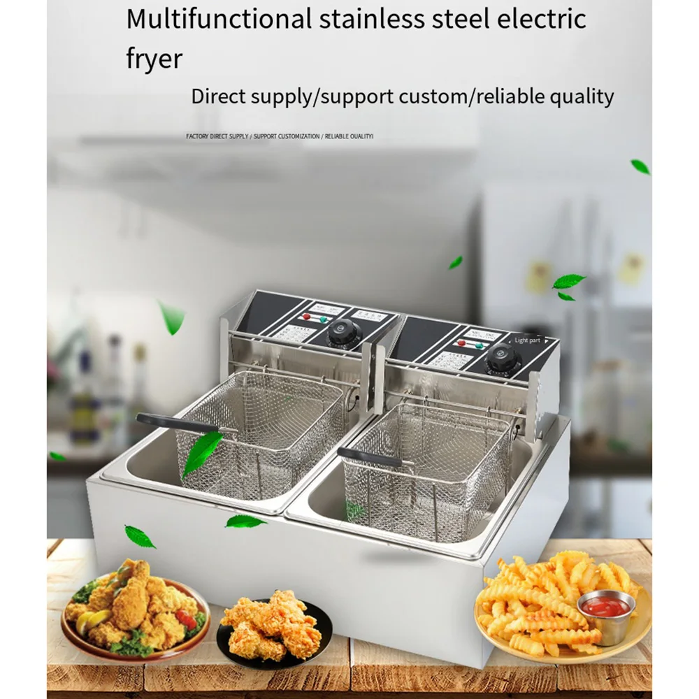 

Electric Commercial Desktop stainless steel Deep Fryer With Double Basket 2 Baskets Deep Fryers Restaurant Home Kitchen 5000W