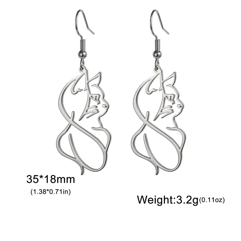 Cute Cat and Dog Dangle Earrings for Girls Stainless Steel Lovely Kitten Animal Drop Earring Fashion Jewelry - PeticaDeals