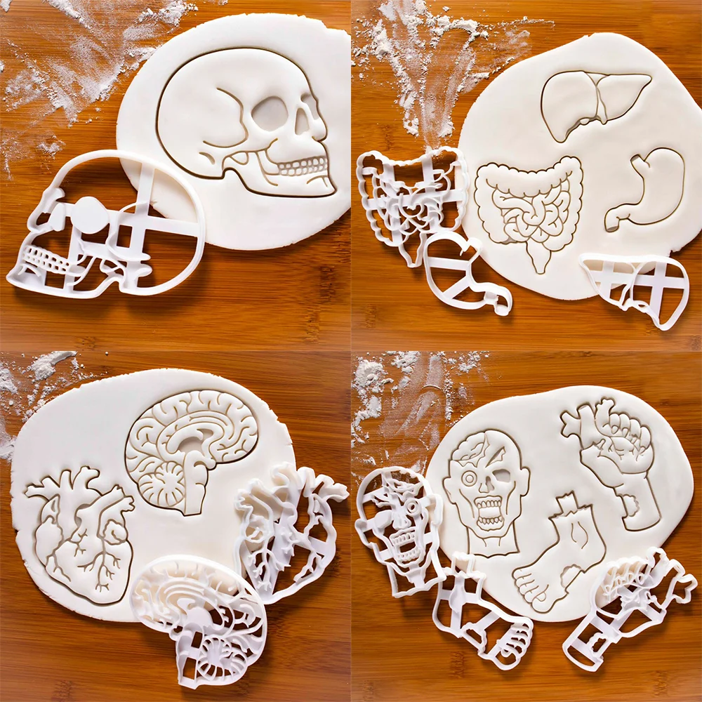 

Creative Personality Cookie Mold Skull Human Organs Cookie Cutter Halloween Zombie Ghost Festival DIY Cookie Stamp Baking Tools