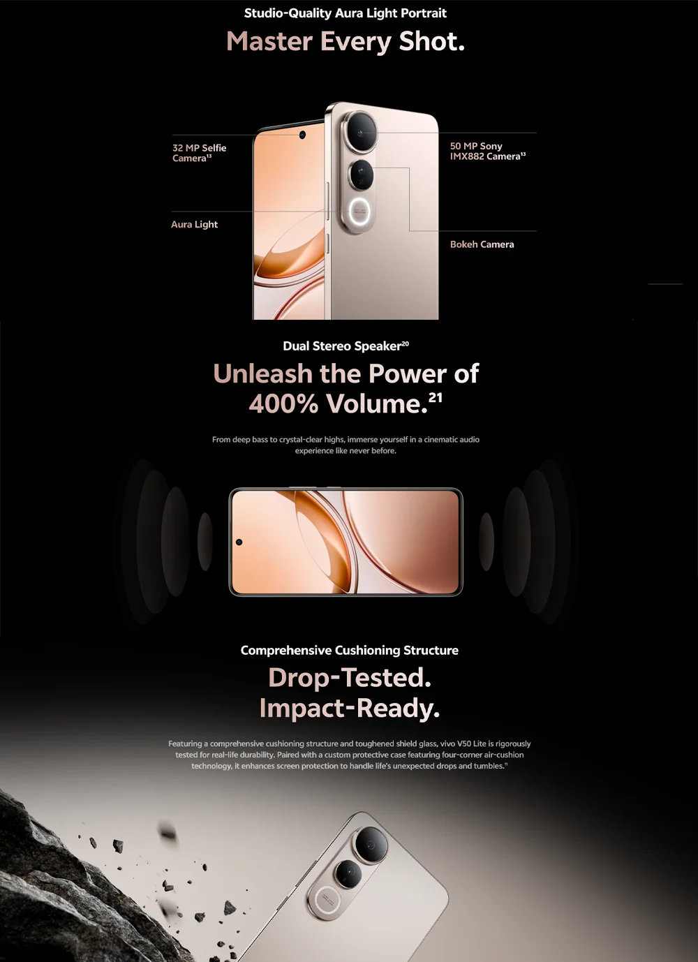 VIVO V50 Lite 5G 6.77" 120Hz Screen Large Storage Smartphone 12GB+512GB 50MP Camera 6500mAh Big Battery Type-C Dual SIM  Phone
