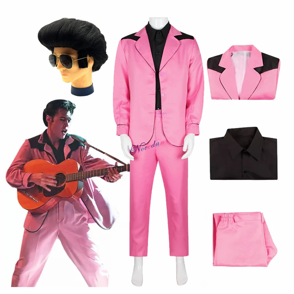 2022 Movie Elvis Presley Costume rosa giacca vestito abbigliamento Outfit  uomo Halloween Cosplay Fashion Idol Carnival Wig - AliExpress