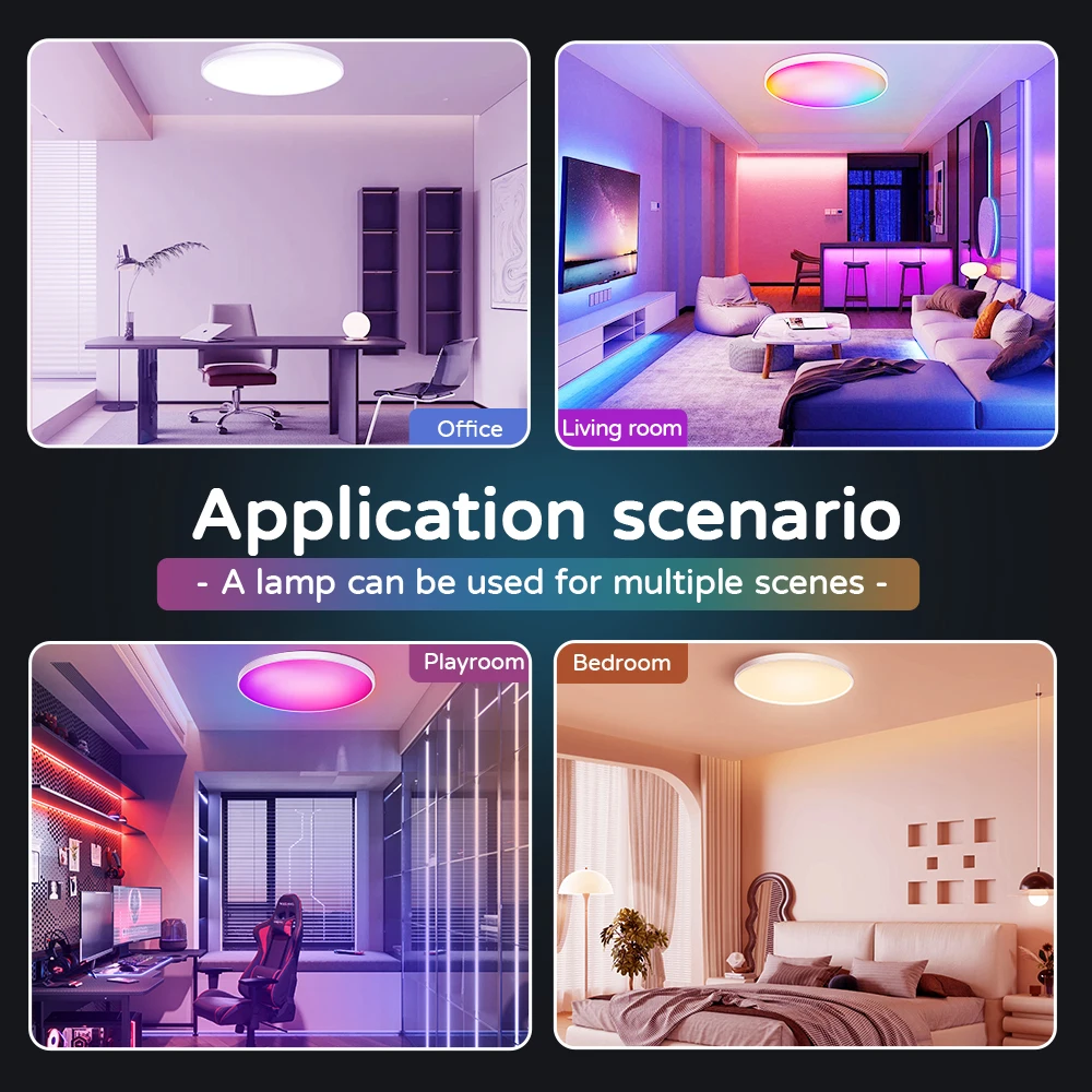Smart Modern Ceiling Lamps 110V 220V 24W 30W RGB CCT Smart Home Led Lights S449a3e022ff84806a26b9013d5d6178fE