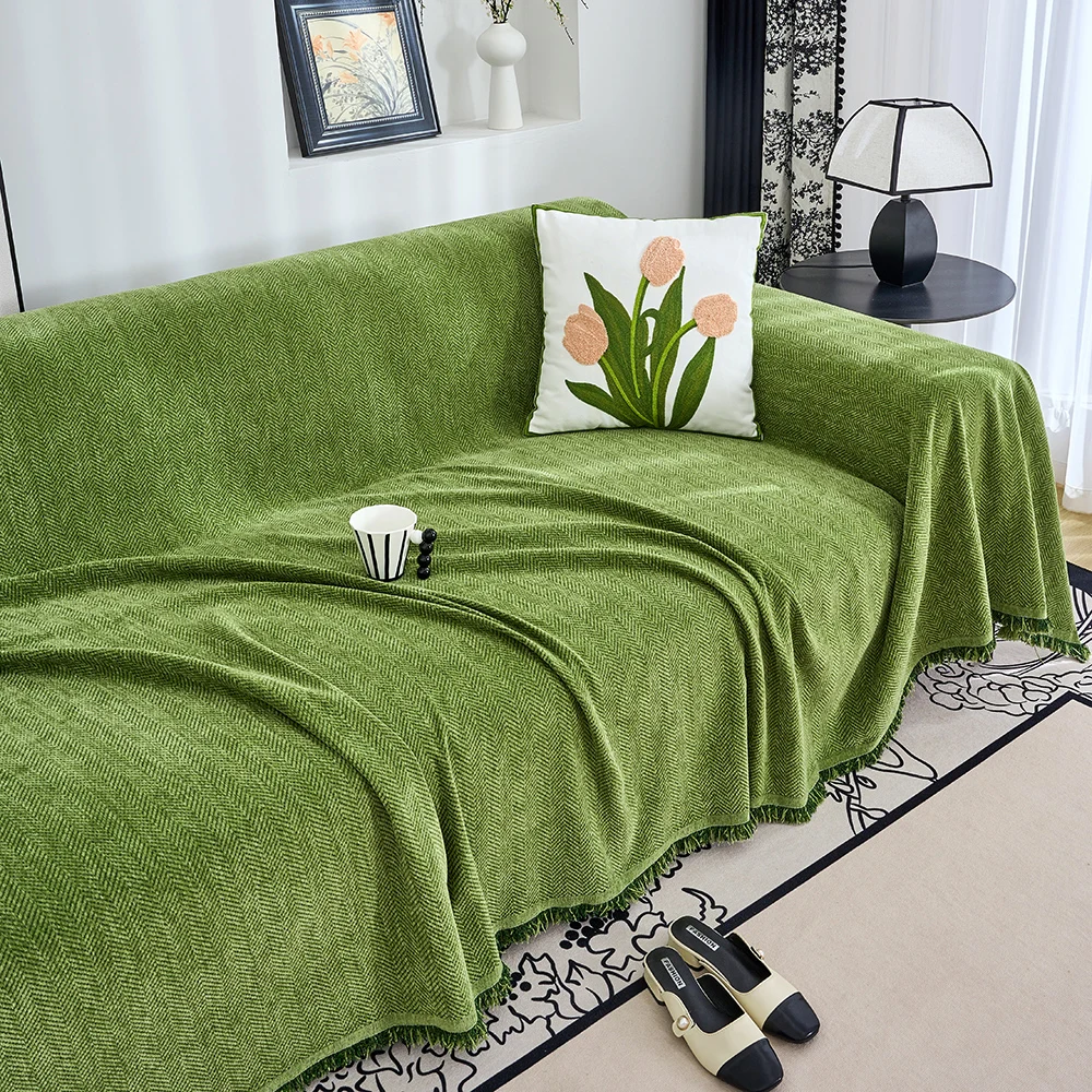 Chenille Sofa Towel for living room French Style home decoration Sofa Cover Couch Cover Tassel edge Waffle cushion