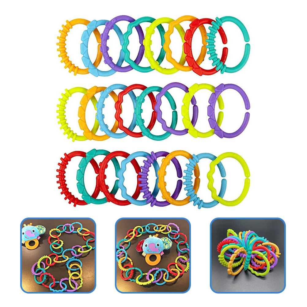 

24 Pcs Toy Baby Stroller Toys Links Rings Crib Hanging for Bed Plastic Connecting