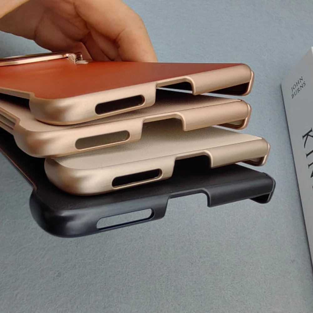 Luxury Leather Slim Shockproof Phone Case with Kickstand