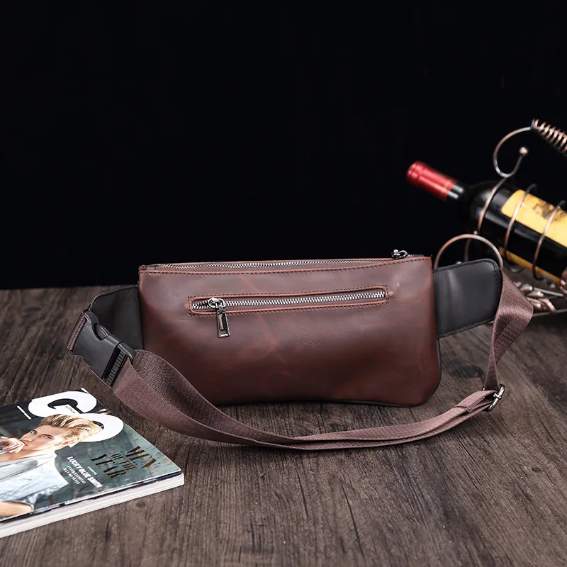 New Multifunction Men's Waist Bag Sports Chest Bag PU Leather Male Fanny Pack Fashion Casual Messenger Bag Man Belt Bag