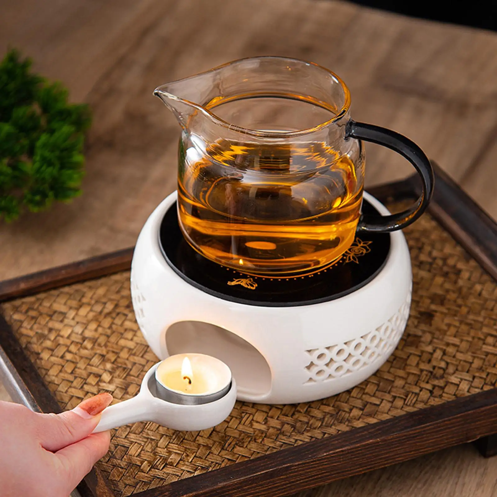 Round Teapot Warmer Tea Heating With Candle Tray Tea Pot Holder For