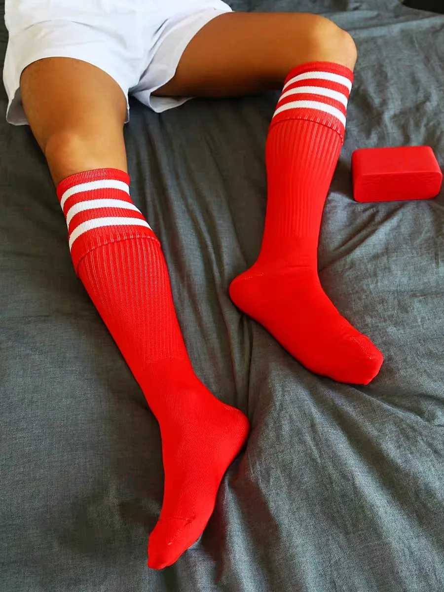 3pair Fashion White  Yellow Blue Pink Color Socks Men Sports Long Tube Football Streetwear Socks Comfortable Socks