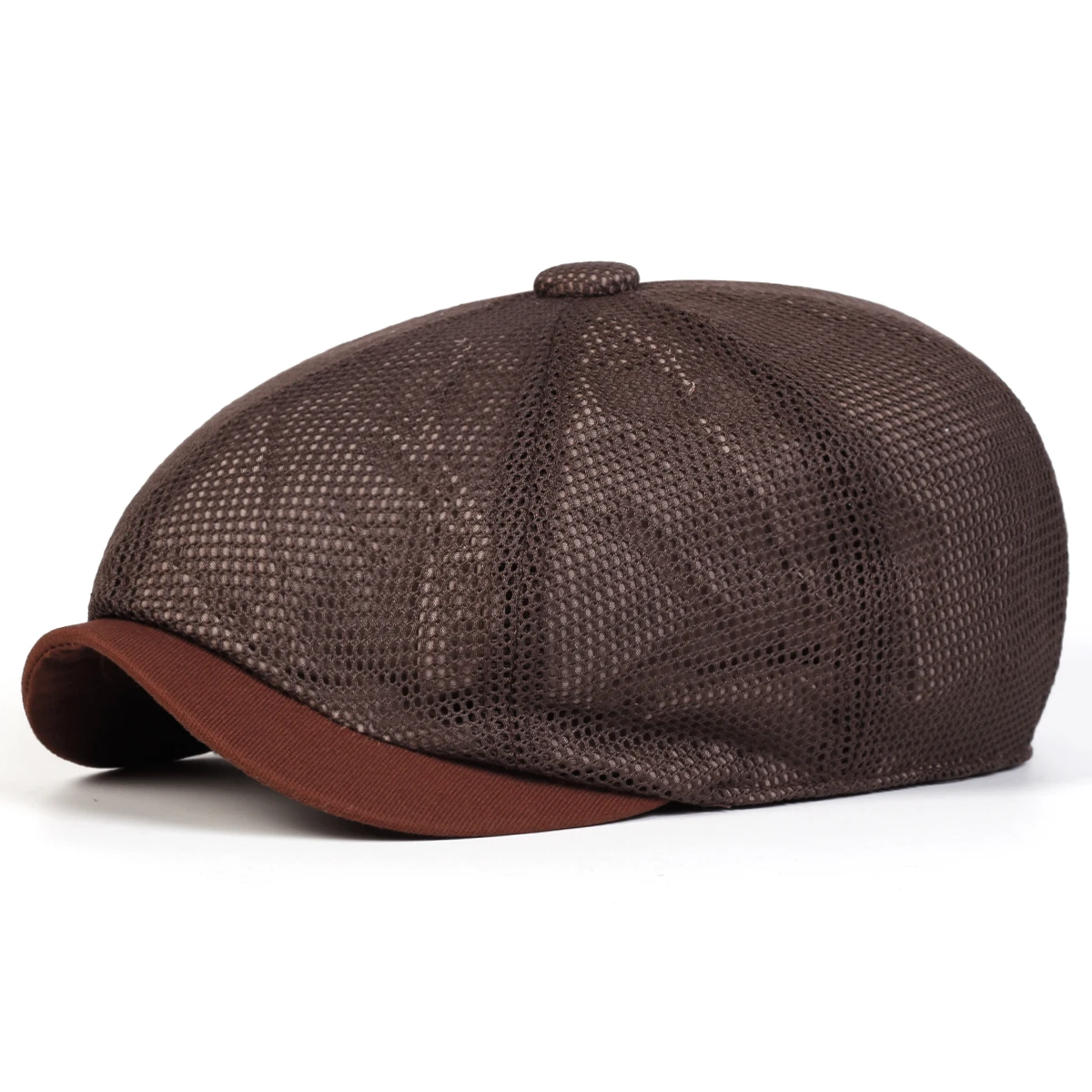 Herren Einfarbige Mesh-Atmungsaktive Casual Newsboy Caps Britische Malerhüte Frühling Sommer Achteckige Mütze Hip-Hop Baskenmütze – Detail 6