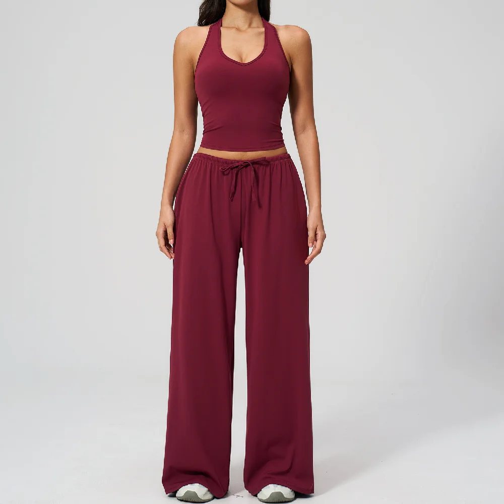 2/3PCS Fitness Suit Women Deep V Yoga Bra Flared pants Sports Suit Gym Tracksuits Female High Waist Bell Bottom Athletic Wear 4