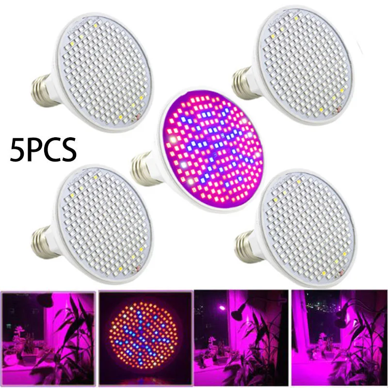 5Pcs 200 Led Pianta Da Interno Coltiva La Luce Lampadine Phyto Uv Ir Spettro Completo Phytolamp Growbox Growbox Tenda Per Serra Di Fiori
