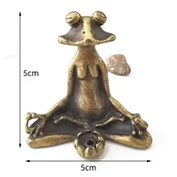 Antique Brass Meditation Zen Frog Statue Ornament Copper Animal Sculpture Incense Burner Home Desk Decorations Tea Pet - Image 2