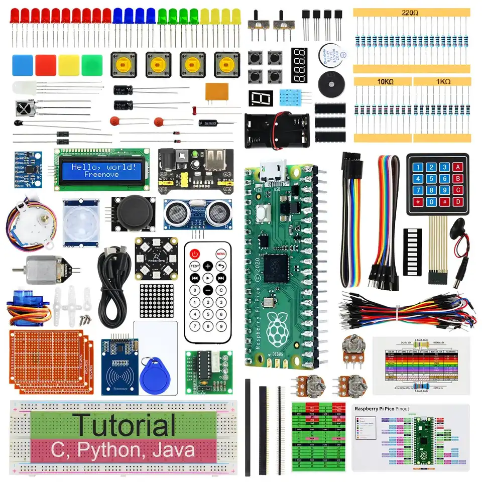 Freenove Ultimate Starter Kit For Raspberry Pi Pico 1 2 W, 767-Page Tutorial, 220 Items, 119 Projects, Python C Java Code image 10