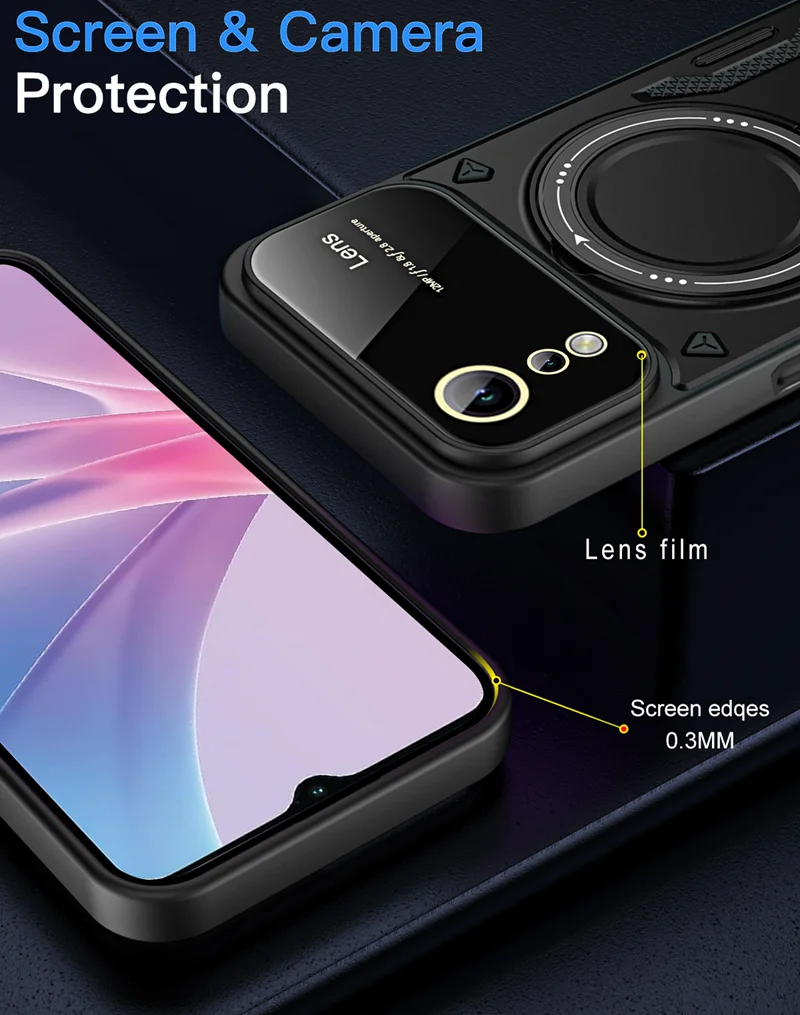 Shockproof Armor Wireless Charging Magsafe Case with Magnetic Ring Cover
